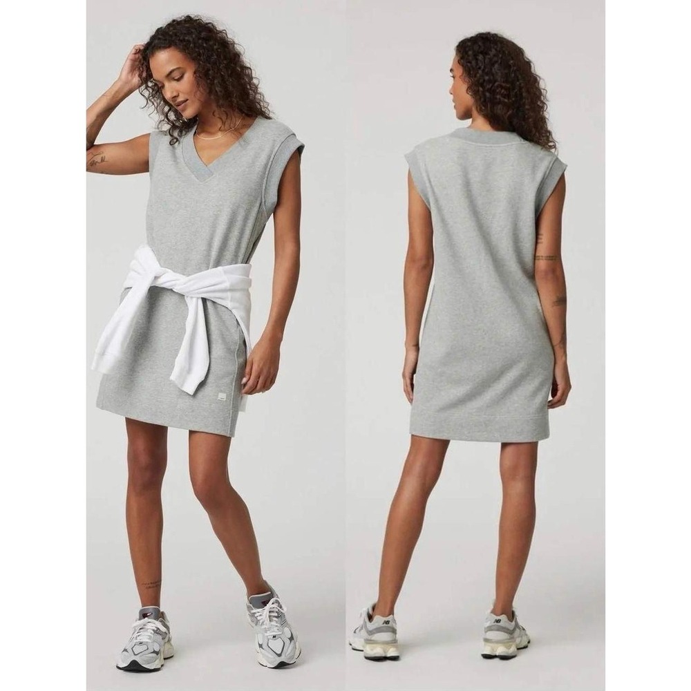 Vuori Sedona Vest Dress Light Heather Grey VW623 Medium Sleeveless French Terry